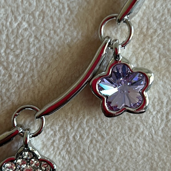 Lavender Crystal Flowers with Pavé Cubic Zirconia Flowers Necklace-Boutique - Picture 7 of 9
